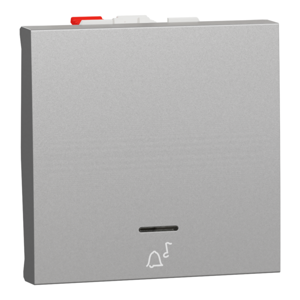 زر جرس نيو يونيكا عريض بلمبة و علامة ١٠ امبير , شنايدر اليكتريك ,المونيوم