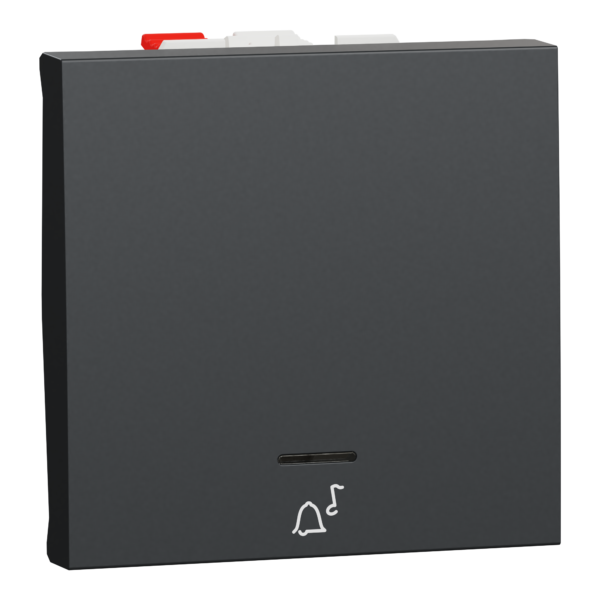 زر ضغط، جديد Unica، + لا يوجد زر ضغط، 10 أمبير، وحدتان، أطراف بدون براغي، مطلي، IP4X، أنثراسايت شنايدر