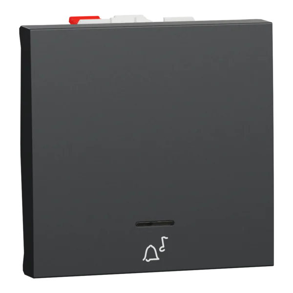 زر ضغط، جديد Unica، + لا يوجد زر ضغط، 10 أمبير، وحدتان، أطراف بدون براغي، مطلي، IP4X، أنثراسايت شنايدر